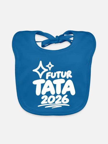 Zukünftige Tante 2026 - Baby Bio-Lätzchen - Pfauenblau - Vorne