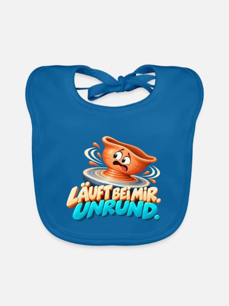 Läuft bei mir Unrund - Baby Bio-Lätzchen - Pfauenblau - Vorne