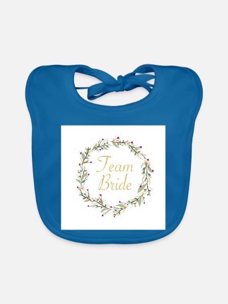 Team Bride mit Blumenkranz - Baby Bio-Lätzchen - Pfauenblau