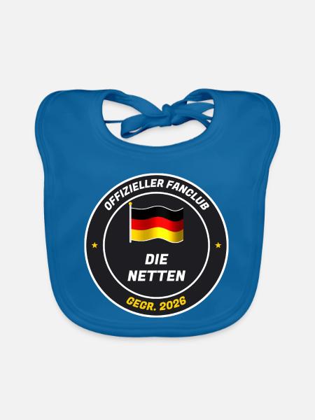 Offizieller Fanclub der Netten - gegr. 2026 - Baby Bio-Lätzchen - Pfauenblau - Vorne