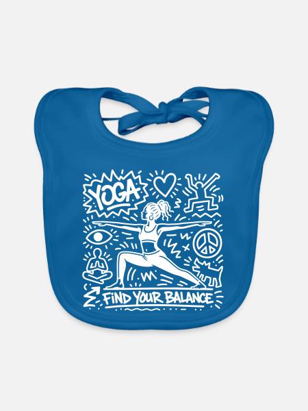 Yoga - Baby Bio-Lätzchen - Pfauenblau - Vorne