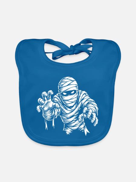 Halloween Mumie Pharao - Baby Bio-Lätzchen - Pfauenblau - Vorne