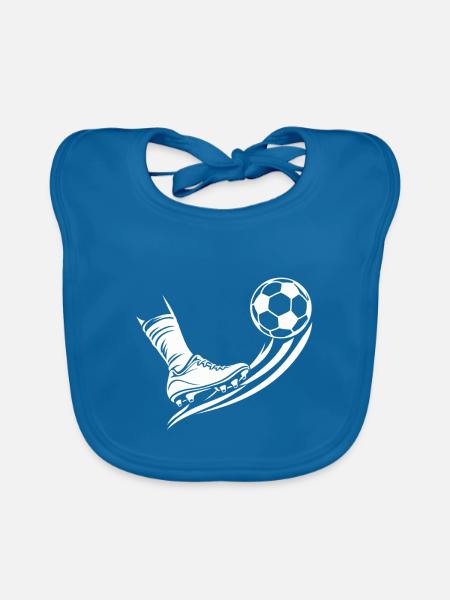 Fußballschuh mit Kometenball - Baby Bio-Lätzchen - Pfauenblau