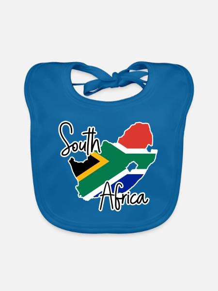 Afrique du Sud - Bavoir bio Bébé - bleu paon - Devant