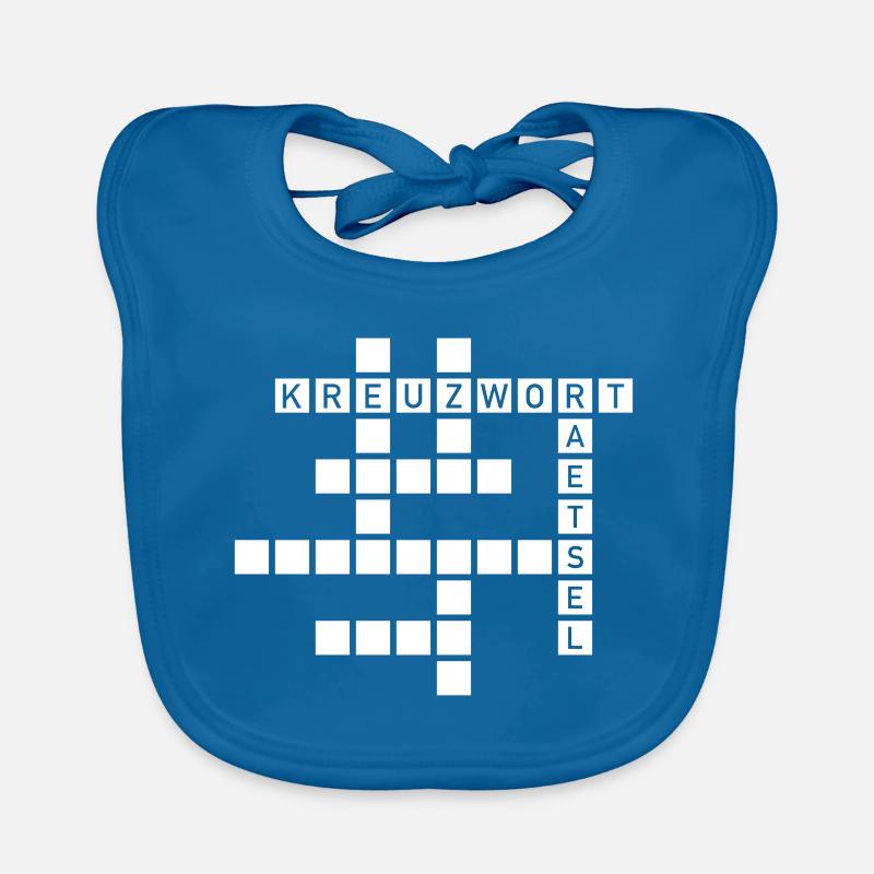 Mots croisés - Bavoir bio Bébé - bleu paon