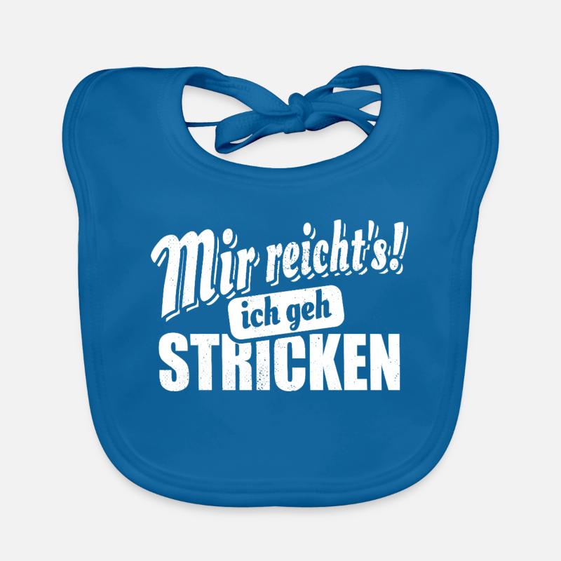Mir reicht's ich geh stricken - Spruch - Baby Bio-Lätzchen - Pfauenblau