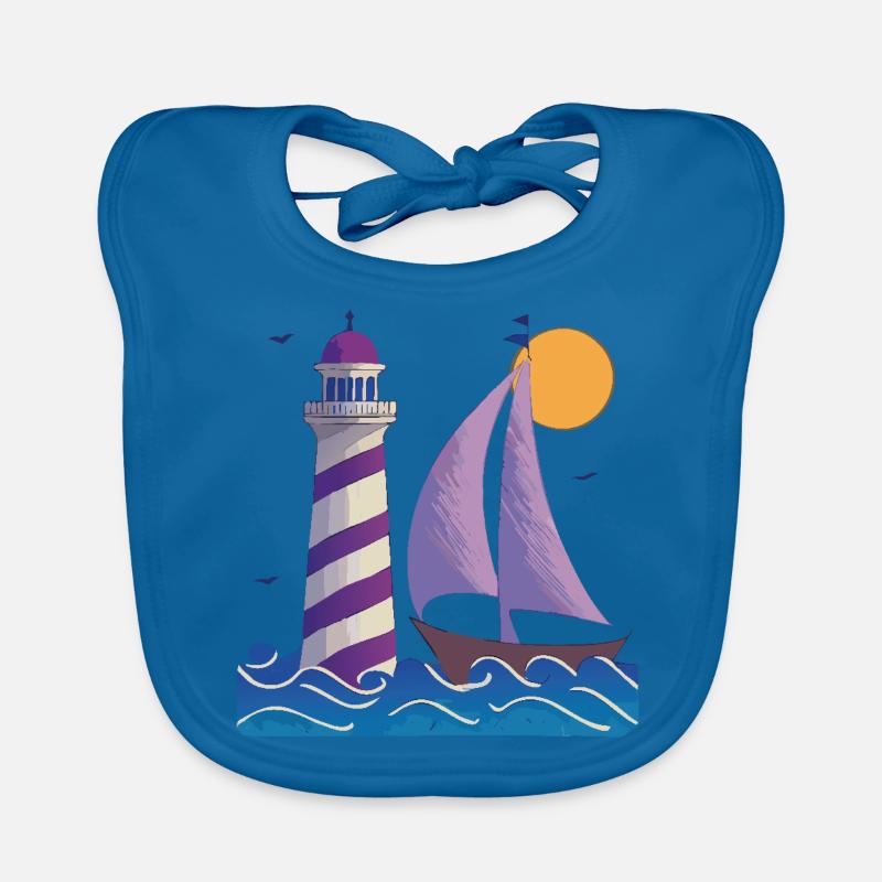 Leuchtturm mit Boot Baby Bio-Lätzchen
