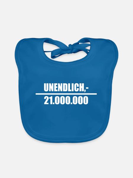 21 Millionen Bitcoins - Wert steigt unendlich - Baby Bio-Lätzchen - Pfauenblau - Vorne