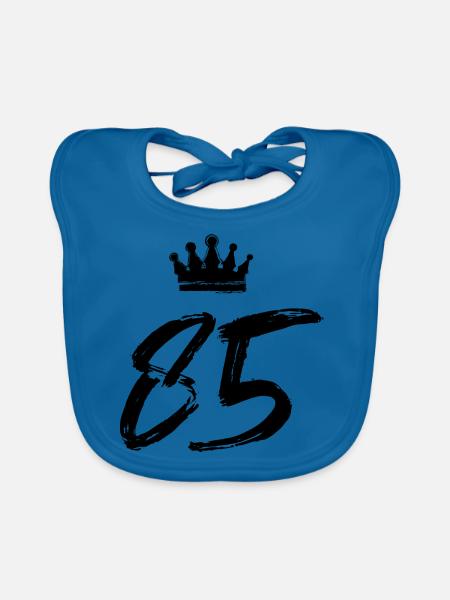 85 Couronne numérique - Bavoir bio Bébé - bleu paon - Devant