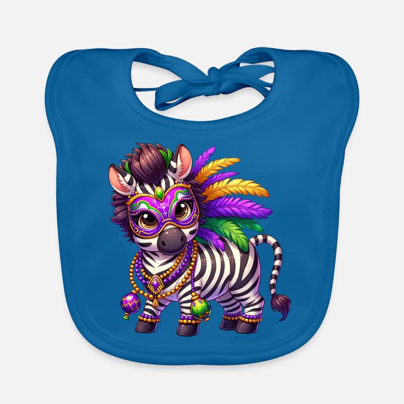Mardi Gras Zebra Comic Cute Organic Baby Bibs