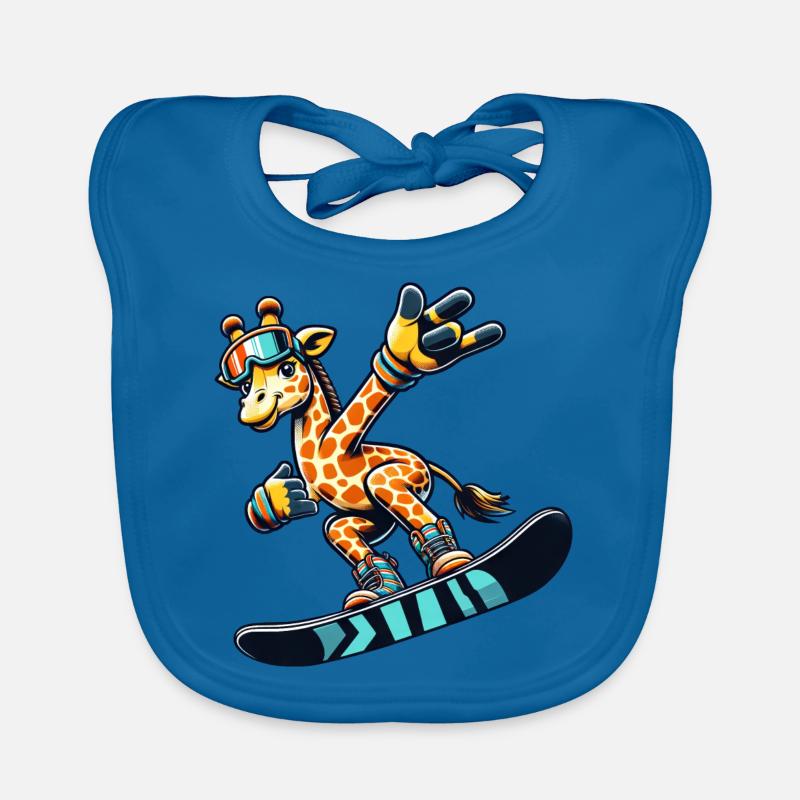 Coole Giraffe auf dem Snowboard Baby Bio-Lätzchen