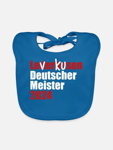 Leverkusen - Deutscher Meister 2024 - Baby Bio-Lätzchen - Pfauenblau - Vorne