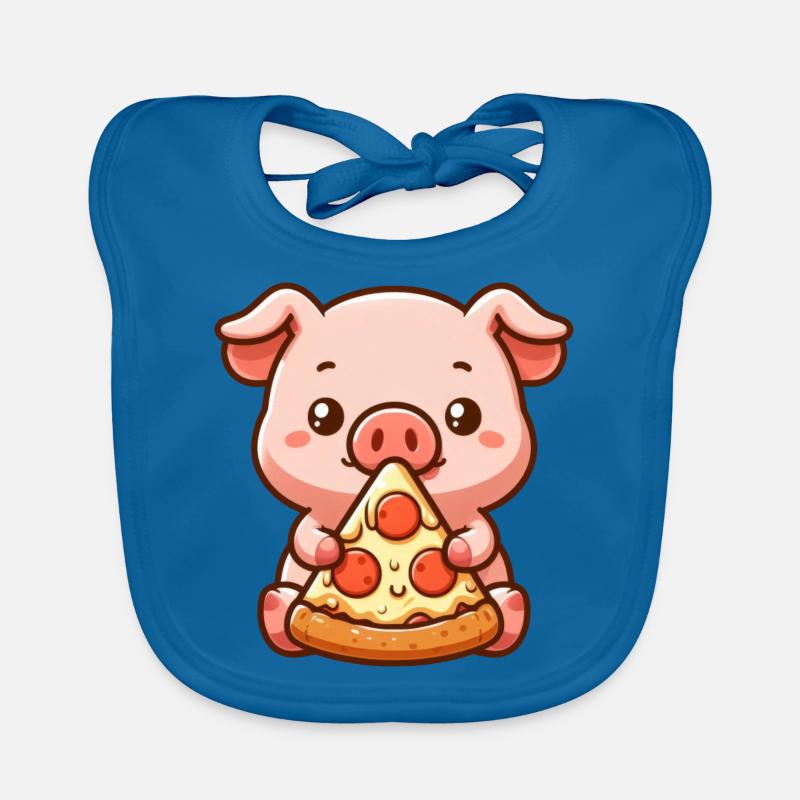 Dessin animé drôle de cochon pizza fermier Bavoir bio Bébé