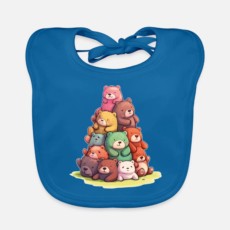 Funny teddy bears Colorful bears Organic Baby Bibs