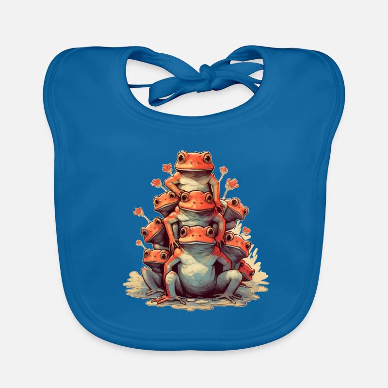 Frösche - Baby Bio-Lätzchen - Pfauenblau