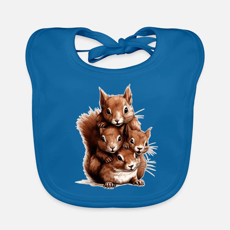 Eichhörnchen - Baby Bio-Lätzchen - Pfauenblau