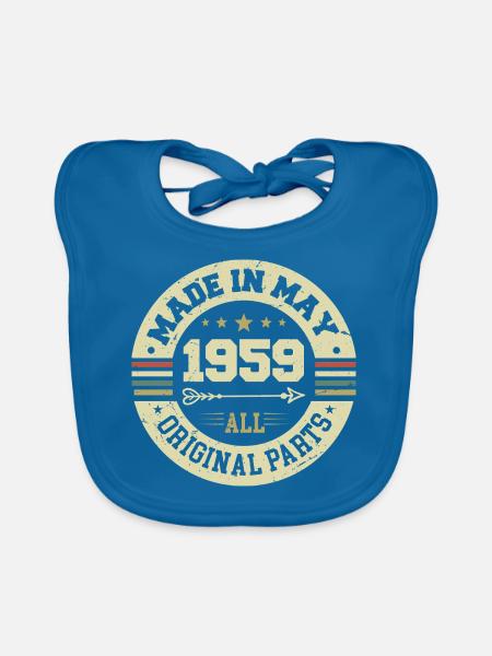 Mai 1959 Jahrestag Mai 1959 Geburtstag May 1959 - Baby Bio-Lätzchen - Pfauenblau - Vorne