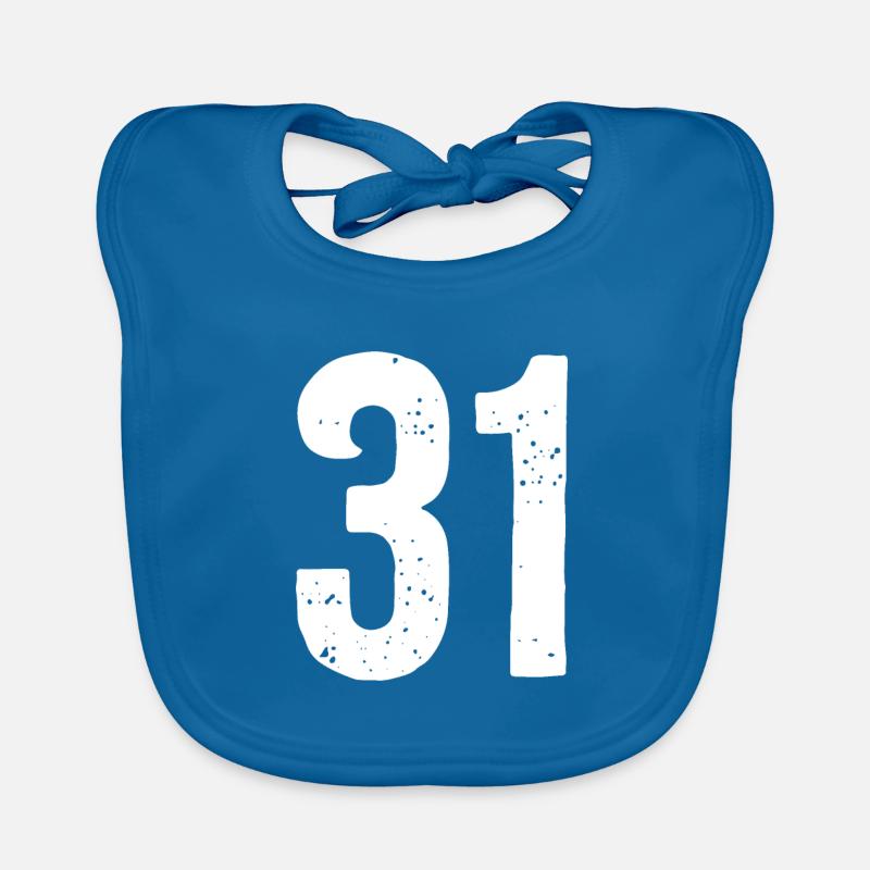 31 Numbers White Organic Baby Bibs