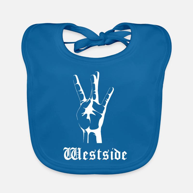 Westside white - Organic Baby Bibs - peacock-blue