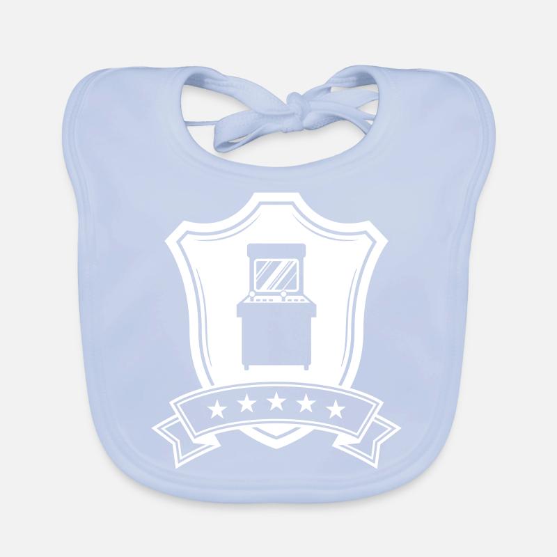 Arcade Retro Gamer Crest Organic Baby Bibs