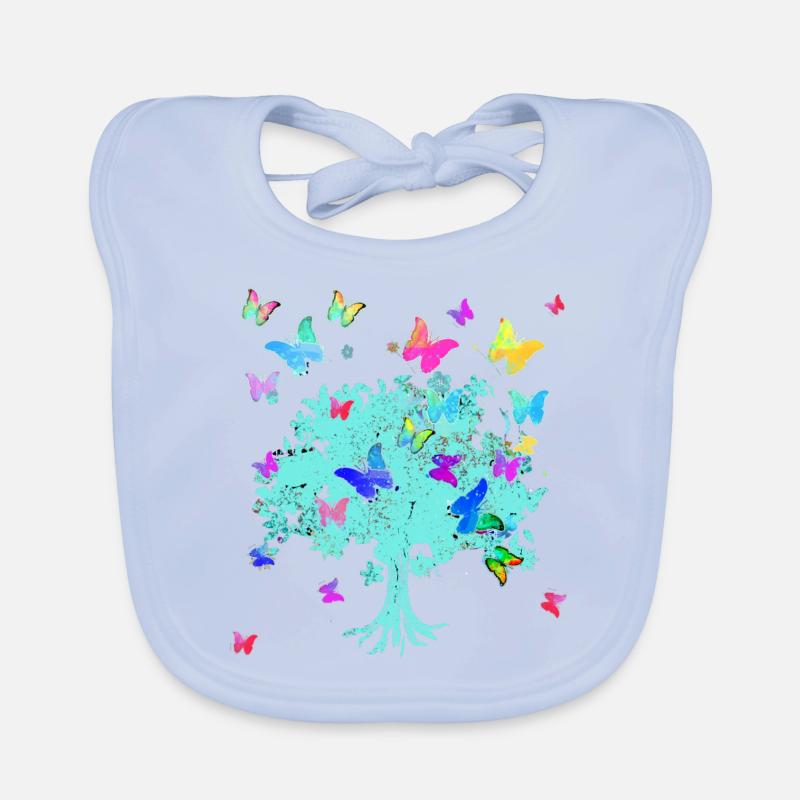 Baum des Lebens ,Lebensbaum,blumen,schmetterlinge Baby Bio-Lätzchen