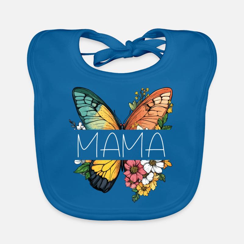 Mama Schmetterling Blumen Beste Mutter Muttertag - Baby Bio-Lätzchen - Pfauenblau