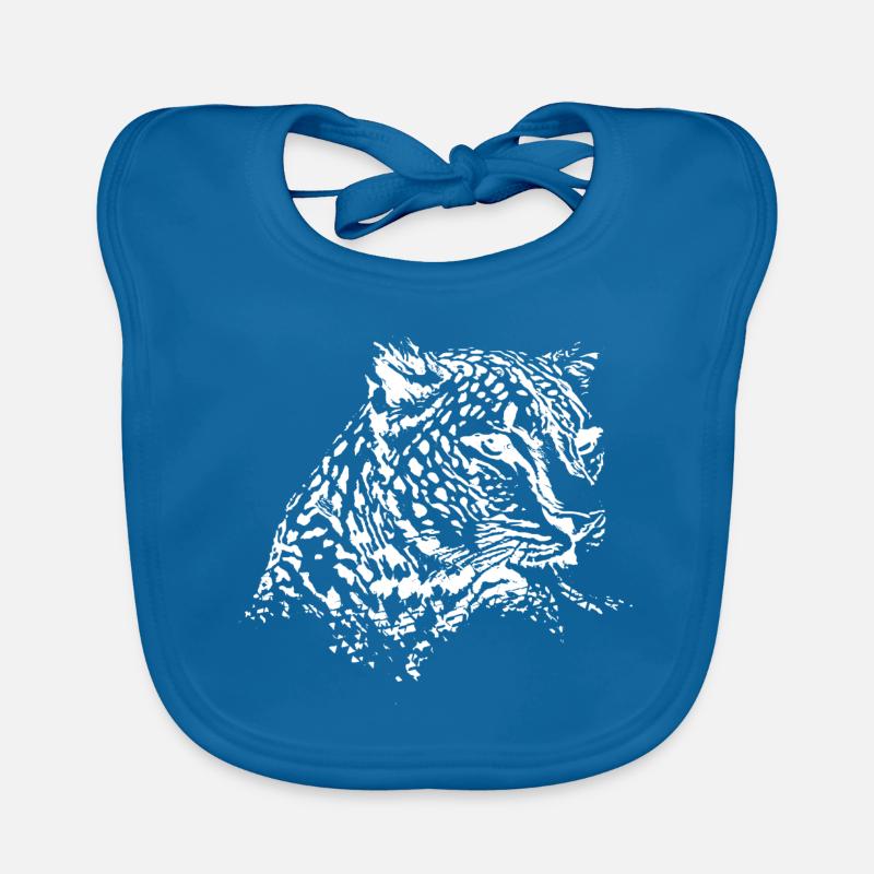 Léopard - Bavoir bio Bébé - bleu paon