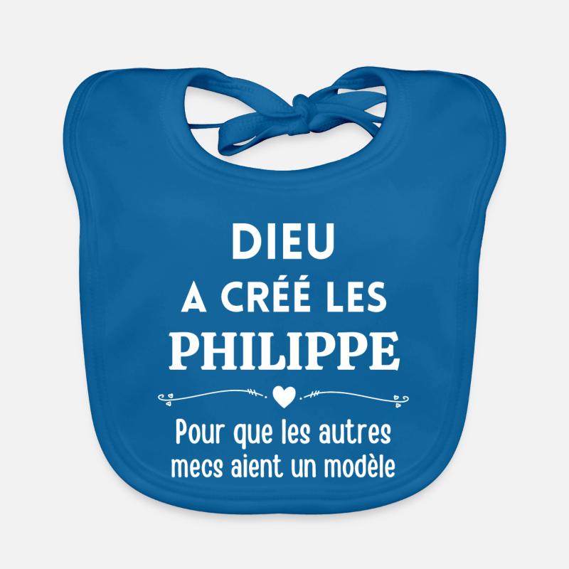 Philippe, prénom Philippe anniversaire Philippe - Bavoir bio Bébé - bleu paon
