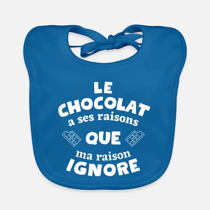 chocolat, fan de chocolat, j'aime le chocolat - Bavoir bio Bébé - bleu paon