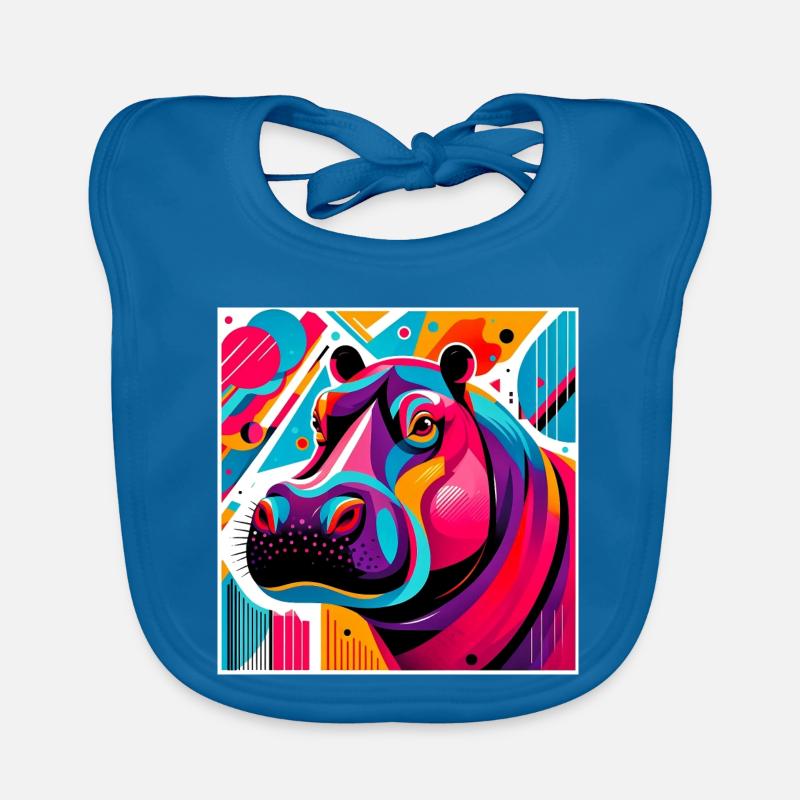 Hippopotame - Bavoir bio Bébé - bleu paon