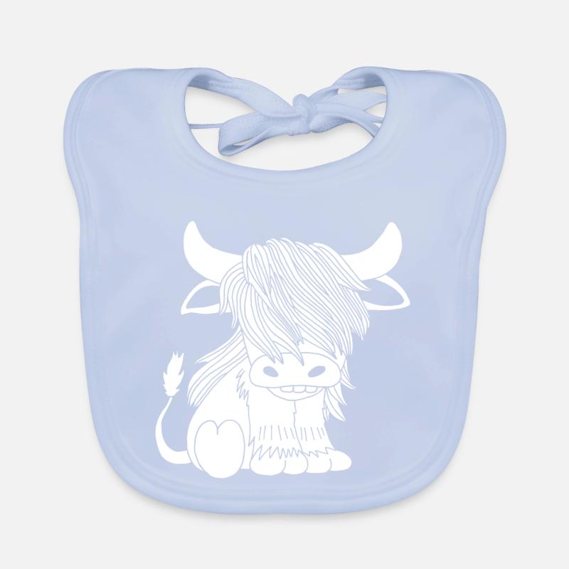 Vache blanche à poil long Bavoir bio Bébé
