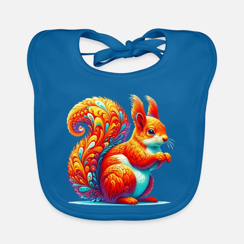 Eichhörnchen - Baby Bio-Lätzchen - Pfauenblau