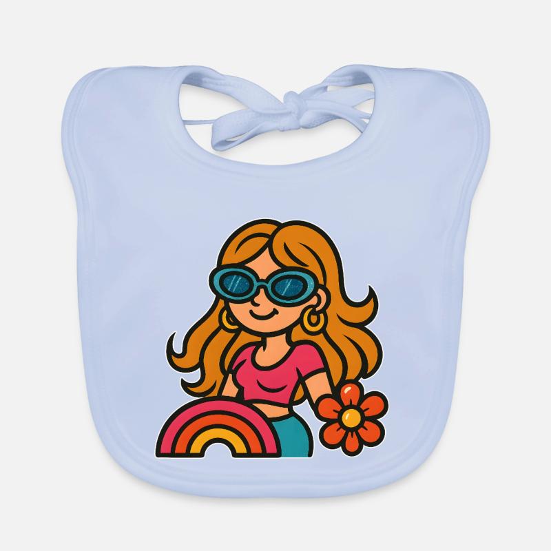 Retro Summer Girl - Flower Power Look Organic Baby Bibs
