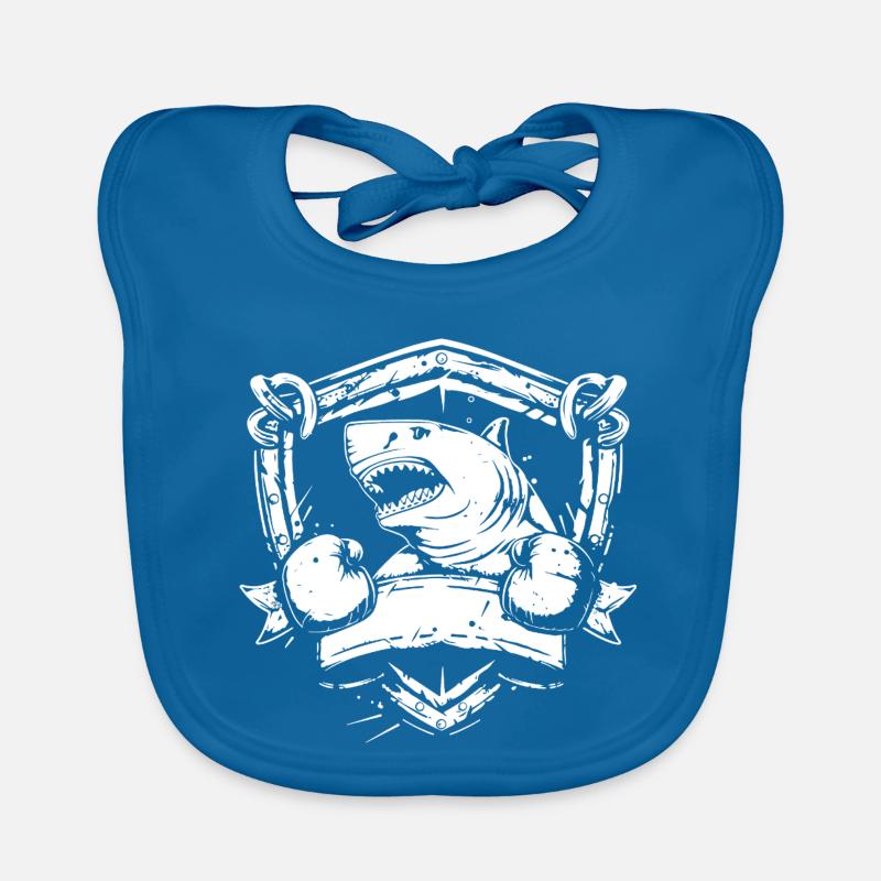 Écusson de boxer requin - Bavoir bio Bébé - bleu paon