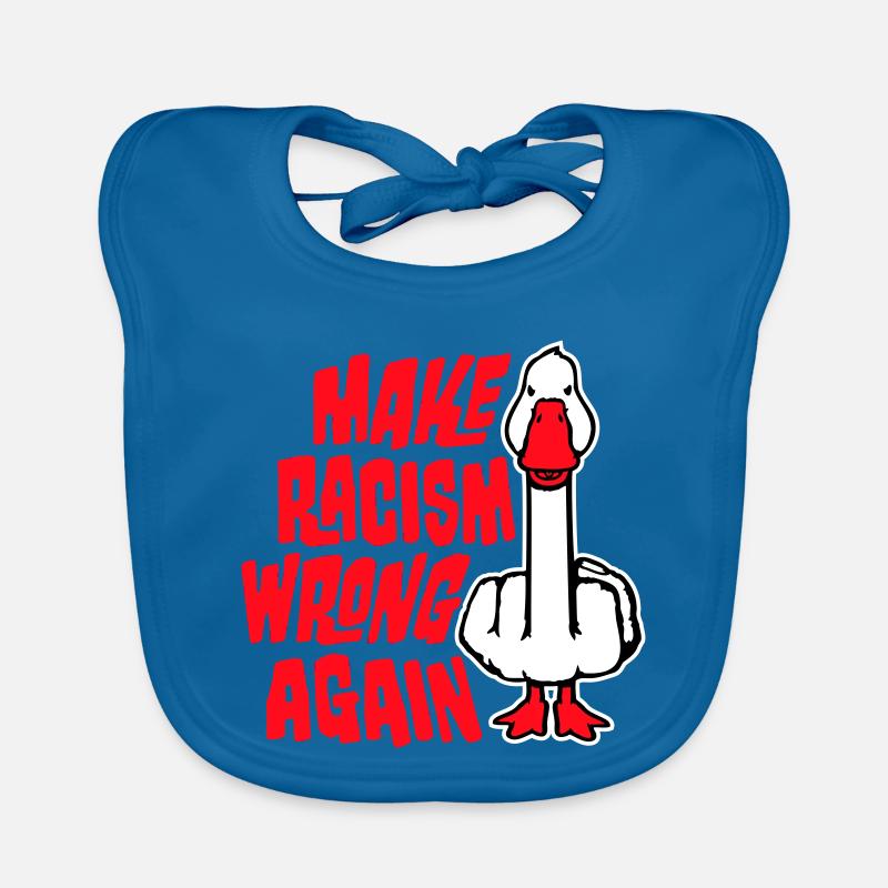 Goose Make Racism Wrong Again Middle Finger Activist Organic Baby Bibs
