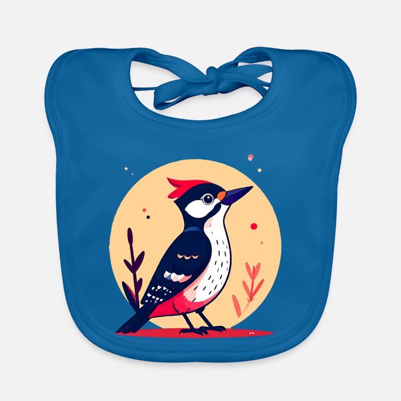 Buntspecht mit roter Haube - Baby Bio-Lätzchen - Pfauenblau