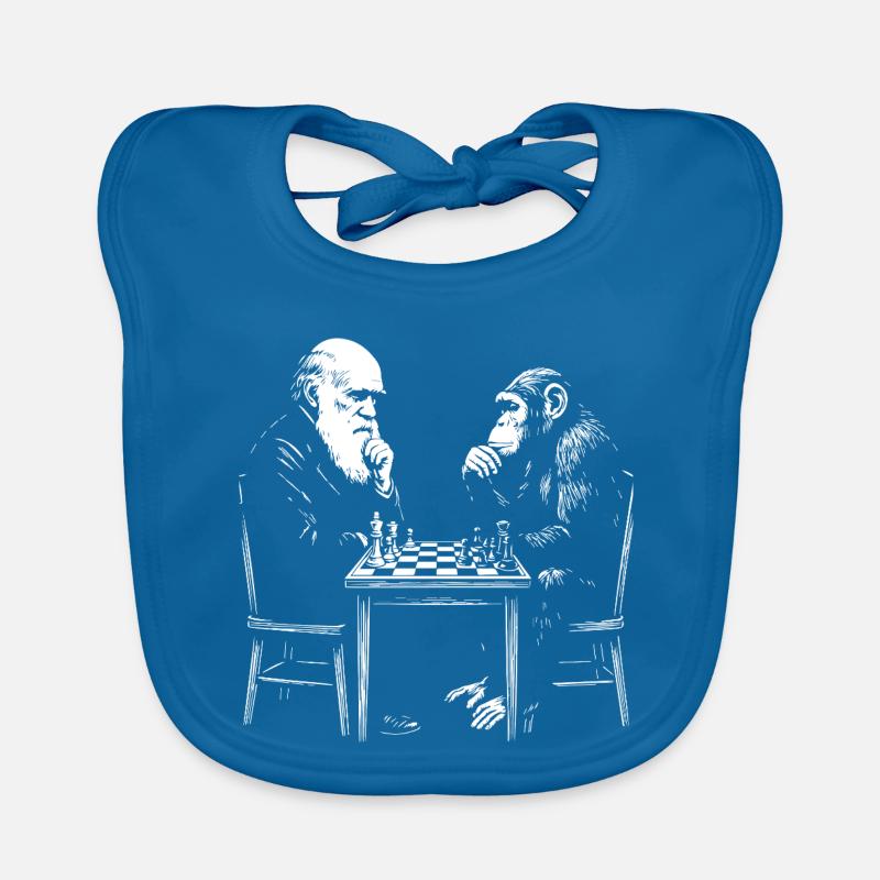 Darwin plays chess with monkey - Evolution game Organic Baby Bibs