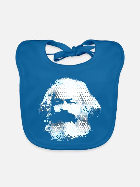 Karl-Marx-Porträt - Baby Bio-Lätzchen - Pfauenblau - Vorne