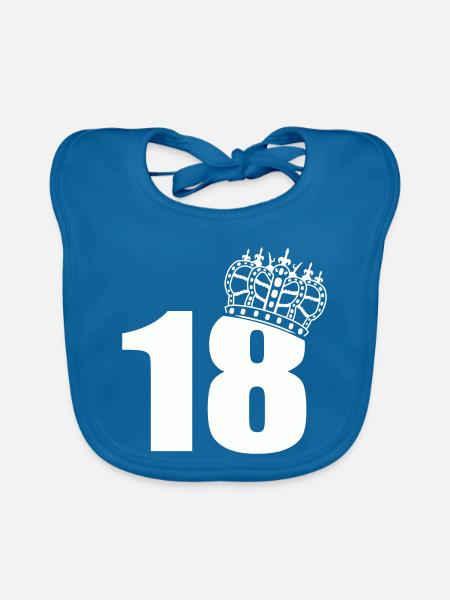 Königliches 18. Geburtstag - Baby Bio-Lätzchen - Pfauenblau - Vorne