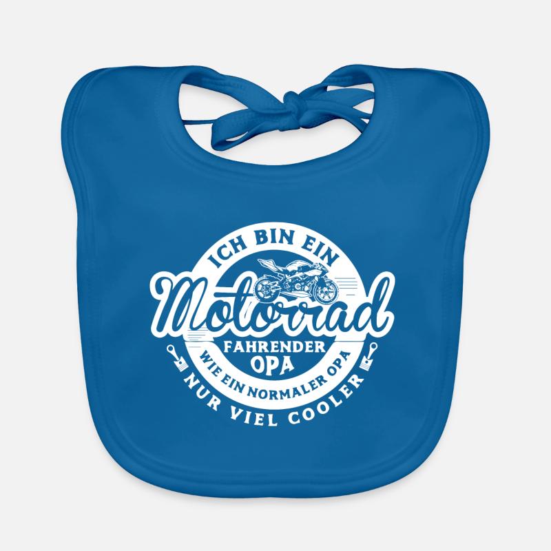 Motorrad Tshirt Opa Geschenk Fahrender Biker Opa - Baby Bio-Lätzchen - Pfauenblau