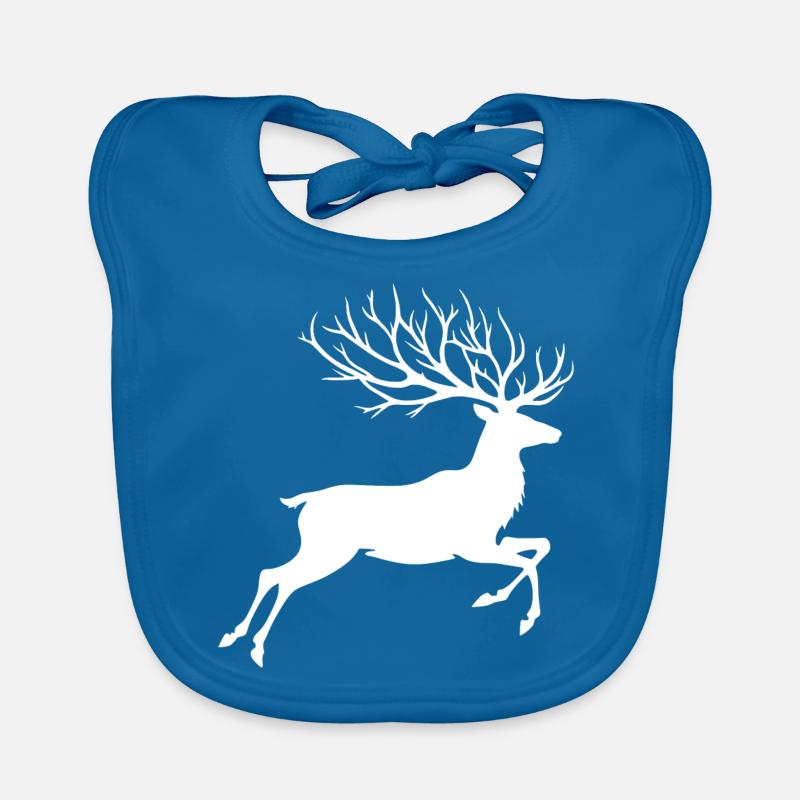 Renne Silhouette bois de cerf Noël - Bavoir bio Bébé - bleu paon