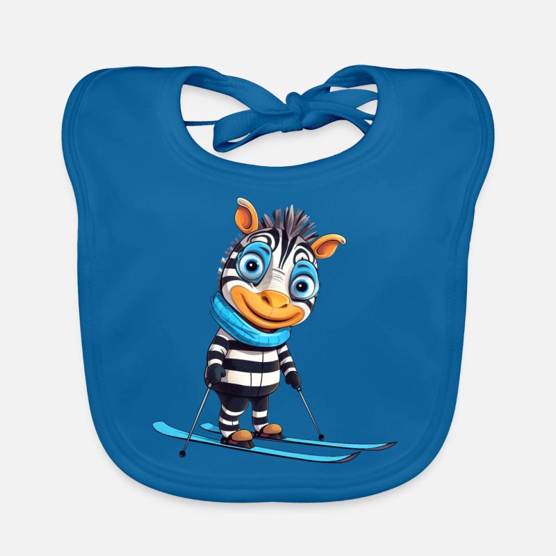 Zebra Ski Adventure - Elegance on the slopes. Organic Baby Bibs