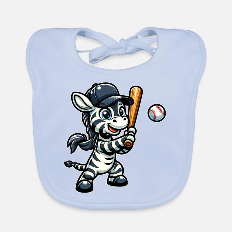 Zebra Baseball Player - Stripes, Speed Organic Baby Bibs