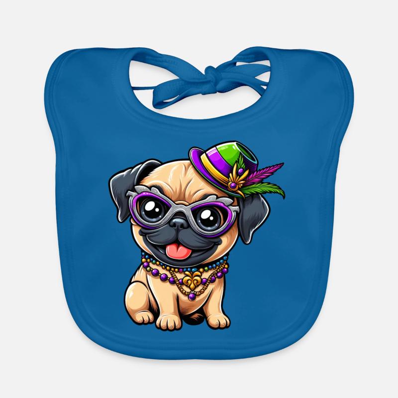 Mardi Gras Mops Comic-Stil Baby Bio-Lätzchen