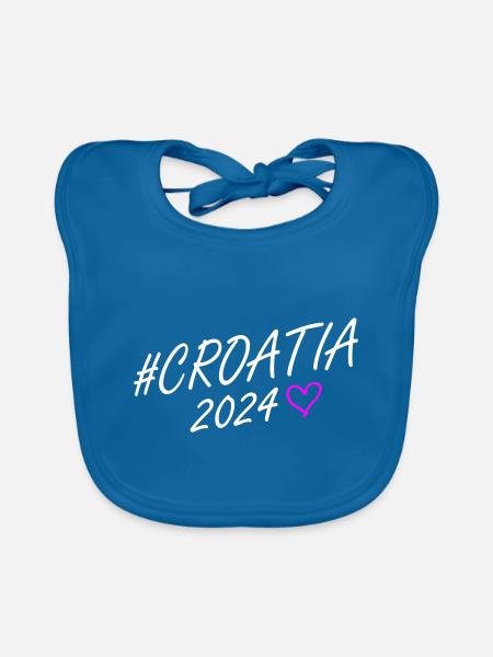 Croatia 2024 Heart Trip - Organic Baby Bibs - peacock-blue - Front
