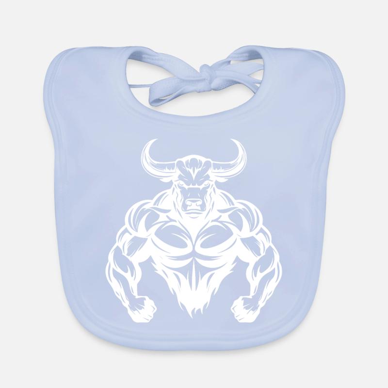Bull Bull Taurus Muscles Workout Gym Organic Baby Bibs