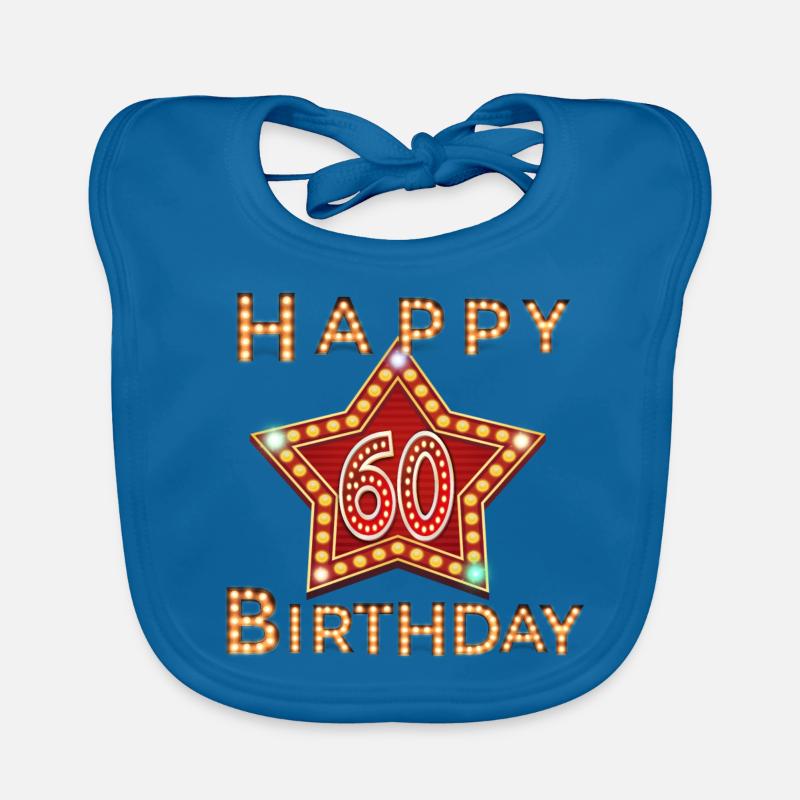 60. Geburtstag - Baby Bio-Lätzchen - Pfauenblau