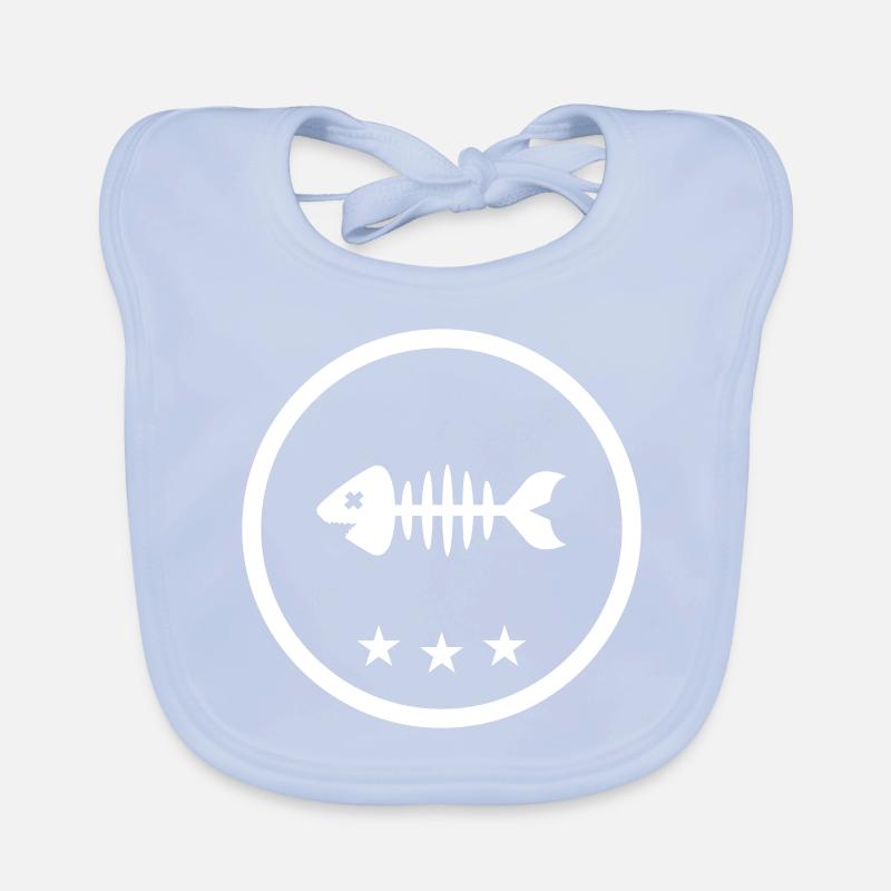 Fish Symbol Bone Bones Organic Baby Bibs