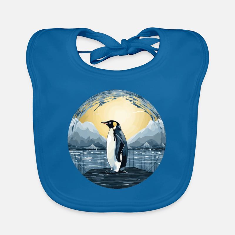 Pinguin - Baby Bio-Lätzchen - Pfauenblau