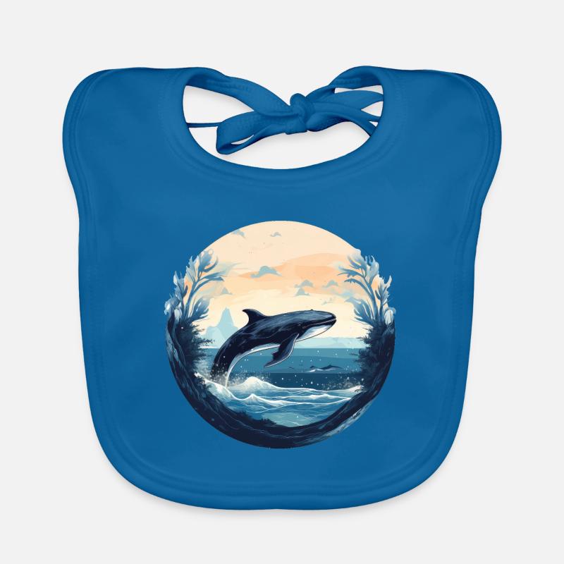 Baleine - Bavoir bio Bébé - bleu paon